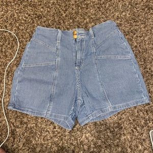 pinstripe high waisted mom shorts